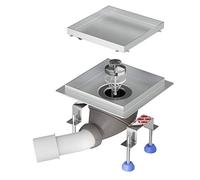 Drain de Plancher NORDONA® Point Basic | Caniveau de Douche carré | Dimensions 15x15 cm | Y Compris : Cuvette à carreler | système vidage Wirquin 360°