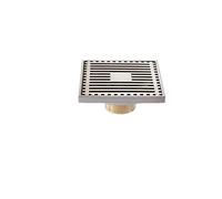 Drain de sol carré anti-odeur, 1 pièce, 10 x 10 cm, en laiton massif chromé argenté, pour douche, salle de bain, couvercle carré, filtre à cheveux anti-odeur, drain de sol pour balcon, 3 (argenté)