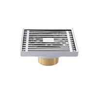 Drain de sol carré anti-odeurs, 1 pièce, 10 x 10 cm, en laiton massif chromé argenté, pour douche, salle de bain, couvercle carré anti-odeurs, filtre à cheveux, drain de sol pour balcon, 3 (3)