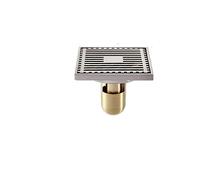 Drain de sol carré anti-odeurs, 1 pièce, 10 x 10 cm, en laiton massif chromé argenté, pour douche, salle de bain, couvercle carré anti-odeurs, filtre à cheveux, drain de sol pour balcon, 3 (6)