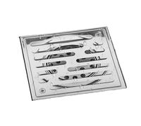 Drain de Sol carré en Acier Inoxydable, Grille de déchets Anti-Odeur for Salle de Bain, Douche, Usage Domestique(110x110mm)