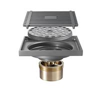 Drain de sol douche carré en laiton | Multicolore 100x100mm for douche : Drain en laiton, débit, couvercle amovible, filtre en acier(Gun Gray)