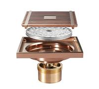 Drain de sol douche carré en laiton | Multicolore 100x100mm for douche : Drain en laiton, débit, couvercle amovible, filtre en acier(Rose Gold)