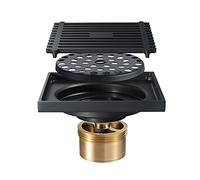 Drain de sol douche carré en laiton | Multicolore 100x100mm for douche : Drain en laiton, débit, couvercle amovible, filtre en acier(Black)