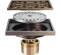 Drain de sol salle bains en laiton antique, avec couvercle grille amovible forme fleur, comprend un piège à cheveux