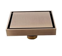 Drain Douche Carré Drain de Plancher Caniveau de Douche Siphon de Sol Couverture Plate au Look Invisible Laiton Cheveux Crépine for Cuisine Salle de Bain WC Balcon,12x12cm (Blanco : Bronze)