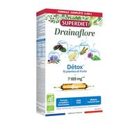 Drainaflore bio - Détox complète, Drainage, rétention d’eau - Ampoules | Cure 20 ampoules 15ml - Draineur, ventre gonflé - foie, reins, intestin, peau - Fabrication française - Vegan - Superdiet