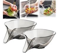 Drainage Basket Funnel, Multi-Functional Drain Basket, Multifunctional Fruit Vegetables Draining Bowl, Multifunctional Drain Basket, for Washing Vegetable Fruit Salad (Grey*2)