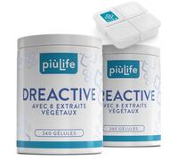 Draineur Détox PiùLife - 8 Extraits Végétaux - Ananas, Bromélaïne, Centella Asiatica, Bouleau, Orthosiphon, Pissenlit, Piloselle, Chardon-Marie, Asperge - Diurétique & Retention D'eau - 480 gelules