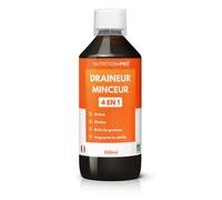 Draineur Minceur 4 En 1 500ml Formule Liquide Naturelle : Drainage, Détox, Brûlegraisse & Coupefaim 9 Plantes Rouge Fruits