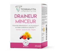 DRAINEUR MINCEUR | Action Detox Anti-Cellulite et Jambes Lourdes | Stimule la Circulation Sanguine et Lymphatique | Actif Breveté Cactinea™ | 20 Sachets Goût Framboise | Made in France | Terravita
