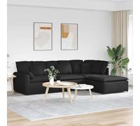 Drainlyn Canapé modulaire avec repose-pieds en tissu noir 312 x 205 x 64 cm Canapé d'appoint paysage avec accoudoirs et dossier, peut être combiné de manière flexible comme canapé d'angle avec partie