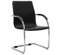 Drainlyn Chaise de bureau cantilever noire en cuir synthétique avec accoudoirs, dossier ergonomique, 55 x 59 x 88 cm, fer chromé, structure stable pour bureau, bureau, travail, confort