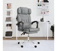 Drainlyn Chaise de bureau pivotante ergonomique en tissu gris clair avec dossier réglable et accoudoirs pour bureau et domicile, respirante et robuste, port USB inclus