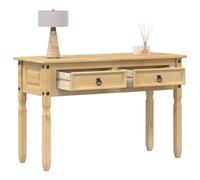 Drainlyn Corona Table console 115 x 46 x 73 cm en pin massif avec cire de miel, 2 tiroirs et étagère inférieure, support mural pour couloir, salon