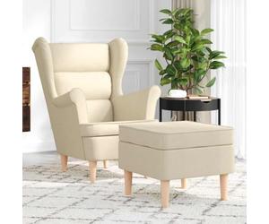 Drainlyn Fauteuil avec repose-pieds en tissu polyester crème, 74 x 84 x 100 cm, rembourré ergonomique, avec accoudoir et dossier, polyvalent pour salon, chambre à coucher, bureau