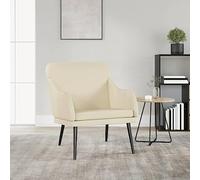 Drainlyn Fauteuil en cuir synthétique crème 63 x 76 x 80 cm avec structure en métal, rembourré et ergonomique, fauteuil relax avec accoudoirs et dossier pour salon, bureau et chambre à coucher