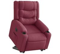 Drainlyn Fauteuil relax avec aide à se lever électrique et fonction allongée, housse en tissu rouge bordeaux, ergonomique réglable avec accoudoir et dossier, cadre en bois et métal, idéal pour le