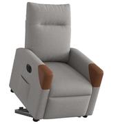 Drainlyn Fauteuil relax électrique avec aide à se lever - Housse en tissu taupe - Réglable avec fonction allongée - Dossier ergonomique - Accoudoir rembourré - Cadre en bois et métal