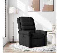 Drainlyn Fauteuil relax en tissu noir avec fonction de couchage manuelle, cadre en bois et métal, rembourré, réglable jusqu'à 135 degrés, avec poche latérale, fauteuil de salon confortable pour salon