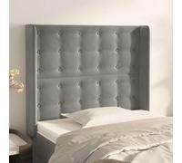 Drainlyn Tête de lit avec oreilles - Gris clair - Velours rembourré - 83 x 16 x 118/128 cm - Hauteur réglable - Lit de chambre à coucher avec dossier - Bois robuste pour plus de confort pour lire et