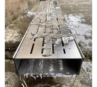 Drains fins en métal - Kit de drainage de tranchée d'extérieur de 100 cm pour terrasses en pavé, tuyau de gouttière de sol étroit, idéal pour l'aménagement paysager et les solutions de drainage de