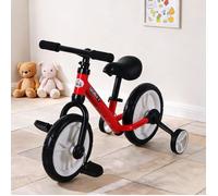 Draisienne 2 en 1 12 pouces 85 cm cadre acier rouge pour enfant 2-5 ans