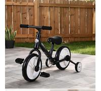 Draisienne 2 en 1 avec pédales et roues stabilisatrices pour enfants de 2 à 5 ans - Schwarz PP Metall EVA 85 x 36 x 54 cm Ref