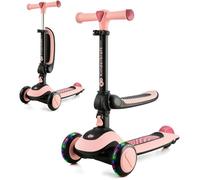 Draisienne 2 en 1 Kinderkraft HALLEY, Vélo et Trottinette 3 Roues, Guidon Réglable, Roues Lumineuses, Design Léger et Moderne, Rose