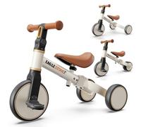 Draisienne 5 en 1 pour tout-petits, vélo d'équilibre et tricycle pour enfants de 18 mois à 4 ans, cadeau intérieur et extérieur, jouet d'anniversaire pour garçons et filles, blanc