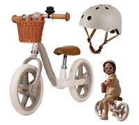 Draisienne avec Casque LIONELO Alex Plus - Cadre léger et résistant - Panier et Sonnette inclus - Jusqu’à 30 kg - Beige