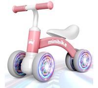 Draisienne Bebe 1-2 Ans avec 4 Roues Éclairées, Cadeau Bebe Mini Bike Jouet Enfants Bebe 12-24 Mois - Cadeau Noel Idéal Fille Bebe Pâques/Anniversaire/Premier Âge