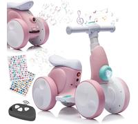 Draisienne Bebe Électrique avec Machine à Bulles pour 1.5-4 Ans, Vélo d'équilibre pour Garçons et Filles avec Musique, Lumières LED, Cadeau pour Anniversaire, Noël, Rose-Blanc