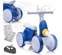 Draisienne Bebe Électrique avec Machine à Bulles pour 1.5-4 Ans, Vélo d'équilibre pour Garçons et Filles avec Musique, Lumières LED, Cadeau pour Anniversaire, Noël, Bleu-Blanc