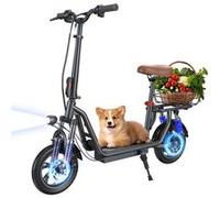 Trottinette Électrique iScooter i12 Avec Siège- Autonomie 30-35km 36V7.5Ah 500W - Pneu 12 Pouces -Deux amortisseurs à l'avant et à l'arrière Noir