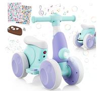 Draisienne Électrique Pour Tout-Petits avec Machine à Bulles pour Garçons et Filles De 1 An, Draisienne 4-En-1 pour Enfants avec Musique et Lumières LED , Jouet Cadeau Pour 12-48 Mois, Vert-Violet