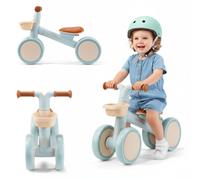Draisienne enfant 4 roues hypermotion tobi mini bleu avec panier 12-36 mois
