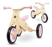 Draisienne enfant bois 2 ou 3 roues rose