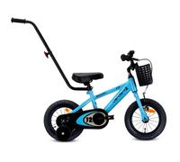 Draisienne enfant Verdant Rowan 12 pouces avec pousseur et roues stabilisatrices, freins V-brake et pédalier, bleu