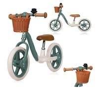 Draisienne - LIONELO Alex Plus - Selle confortable - Cadre léger et résistant - Panier et Sonnette inclus - Jusqu’à 30 kg - Vert