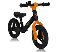 lionelo Toni Draisienne Enfants de 18 Mois à 30 kg, Roues en Caoutchouc PU 25 cm, Repose-Pieds Panier Siège et Guidon Réglables, Poignée Antidérapante, Poids Léger 2,3 kg, Sonnette (Black Orange)