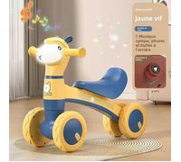 Draisienne pour bébé avec quatre roues anti-basculement, lumières colorées, musique et bulles - Jaune vif (1 à 3 ans)