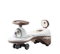 draisienne Poussette Wiggle Car for Tout-Petits, Jouet Coulissant avec Musique et lumières, Trotteur for bébés, Pieds au Sol, for garçons et Filles Electrique(Brown,Normal Wheel)