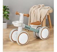 Draisienne réglable vert et blanc, cadre alu, roues silencieuses, 1-3 ans