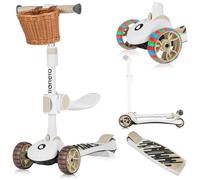 Draisienne trottinette enfant evolutive LIONELO Franky - Grandes roues éclairées - Jusqu’à 50 kg - Avec panier - Beige