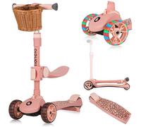 Draisienne trottinette enfant evolutive LIONELO Franky - Grandes roues éclairées - Jusqu’à 50 kg - Avec panier - Rose