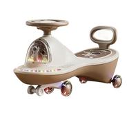 draisienne Trottinette Wiggle avec Roues Clignotantes à LED et Musique, Anti-retournement et Direction Flexible, Jouets à enfourcher Electrique(Brown,Flashing Wheel)