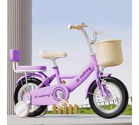 draisienne Vélo for Fille De 12 À 20 Pouces, avec Banderoles, Sonnette Et Panier, Siège Arrière for Enfant avec Garde-Corps, Pédales Electrique(Pink1,20inch)