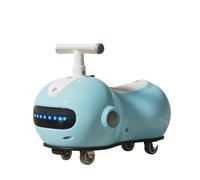 draisienne Voiture à Bascule en Forme de cacahuète, Musique, lumière, Anti-retournement, Clignotant Silencieux, Roue avec Casque, Sac à Dos, 3 Ans et Plus Electrique(Blauw)