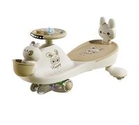 draisienne Voiture Musicale à Bascule, lumière balançoire silencieuse Clignotante Rotation des Roues Mouvement de Rotation for diriger Electrique(Brown,No Push Handle)